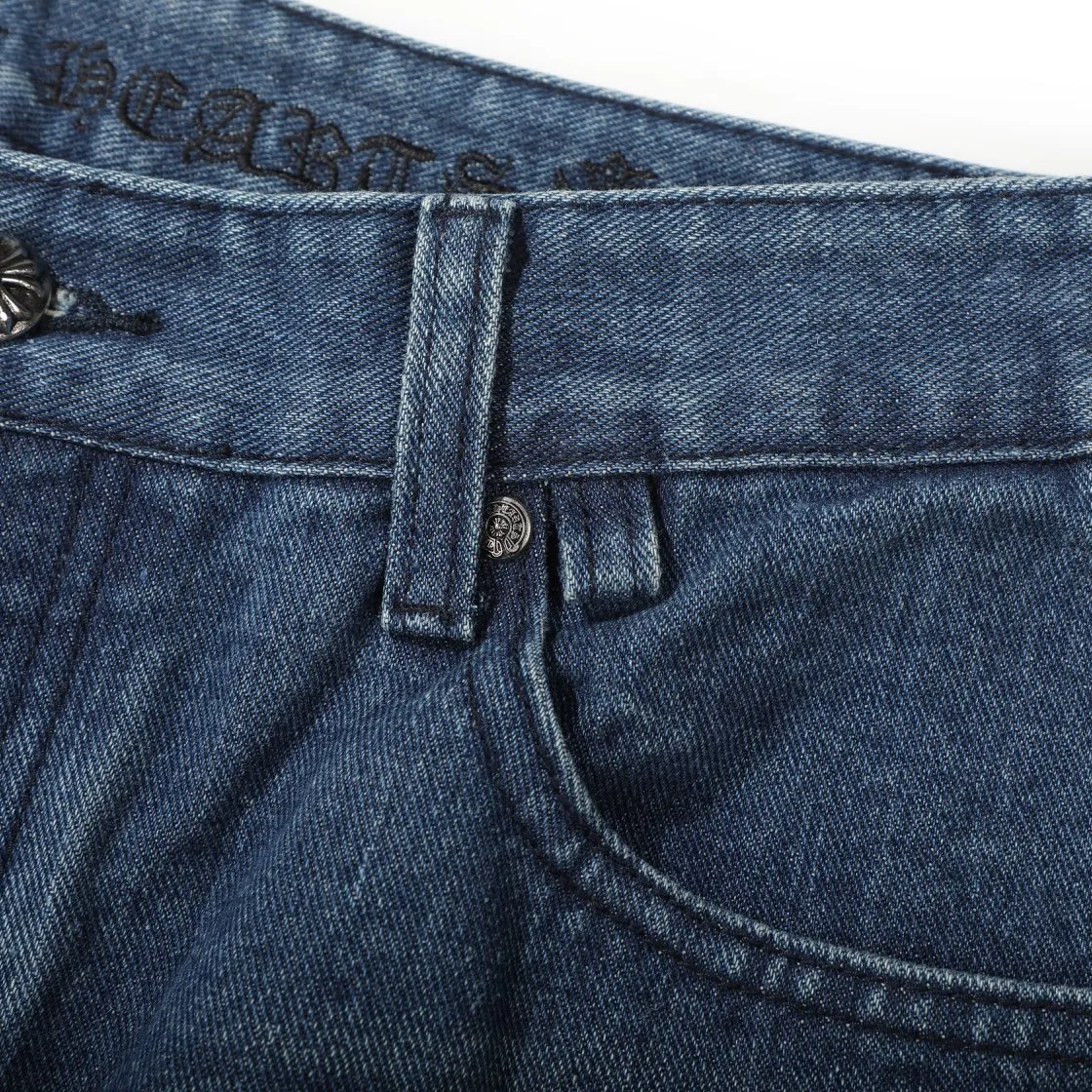 P280 (top replica) [New] Chrome Hearts Matty Boy Sex Records series limited leather multi-color high street work jeans - ch jeans need to be washed and then disassembled and hand-stitched with sheepskin cross leather and then spliced ​​to complete. The whole process is too complicated to explain. The texture can be seen in hand, and it’s all about looking good. These are the most beautiful pants in Crowe’s heart. They are made of beaded canvas fabric, and heavy washing makes the upper body of the fabric more textured, and the pants shape is tall and straight! The three-dimensional cutting of the whole trousers is a masterpiece! The hardware is customized by zp. The beaded canvas fabric is thick and soft after being washed. It has good breathability. Customized small leather label. Unique design. The details are simple and elegant, and the workmanship is exquisite. The whole trousers are neatly routed and the details are in place! It’s so cool that both men and women can easily control the trend of gender-neutral shorts!  Color: Blue Size: Corresponding sizes S-XXL, detailed sizes can be found in Figure 9